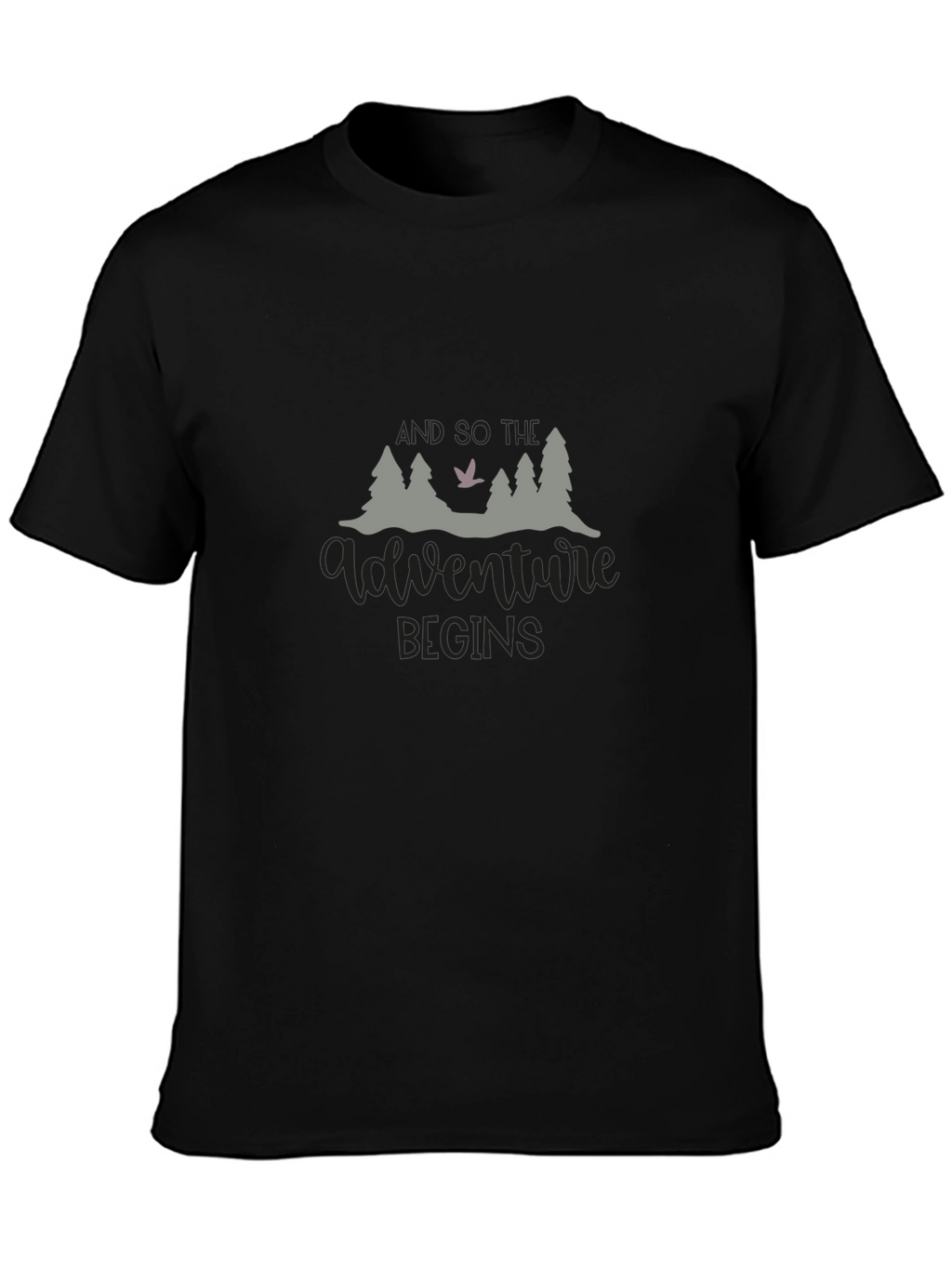 Adventure Begins Black Graphic Tee