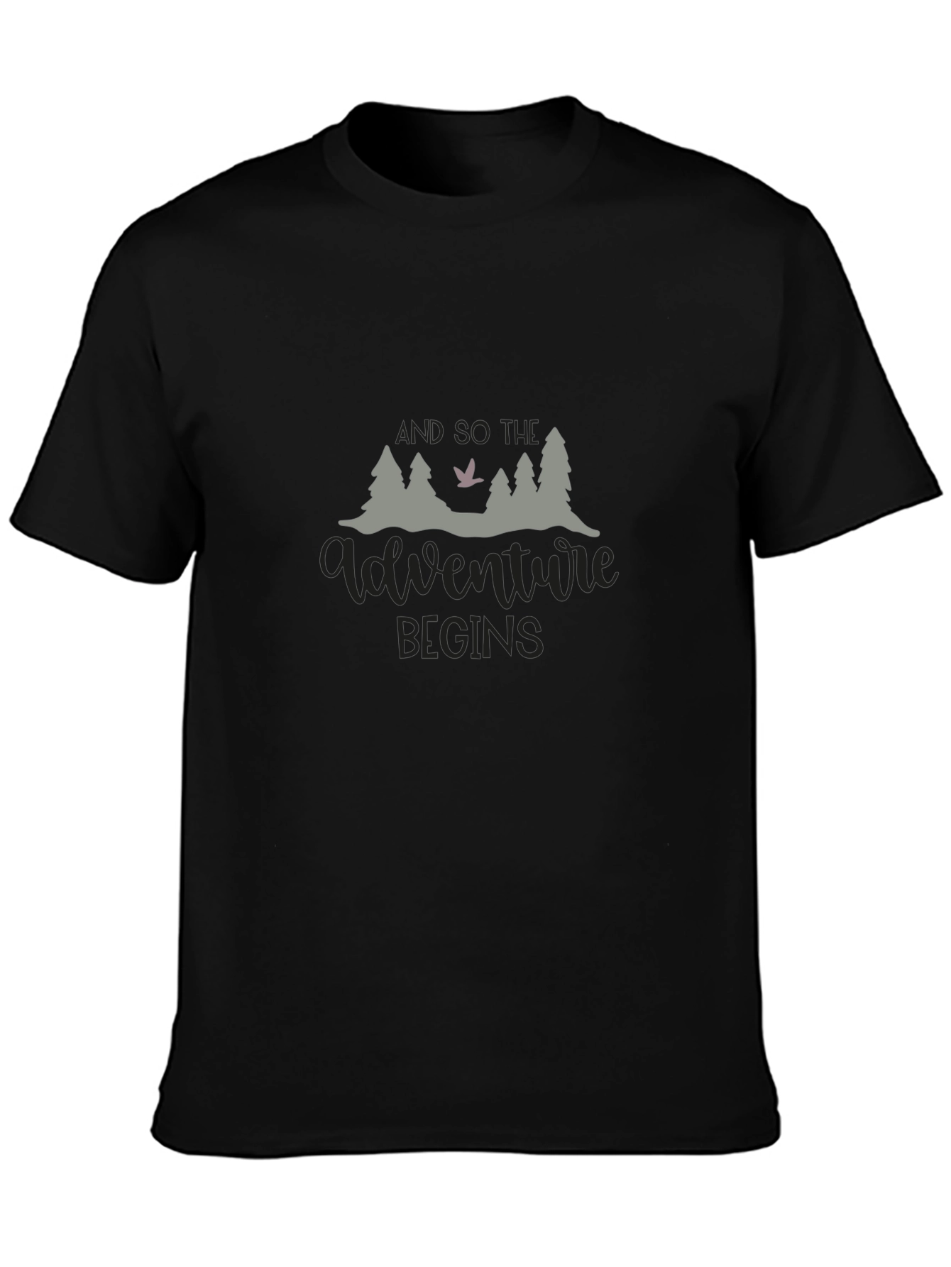 Adventure Begins Black Graphic Tee