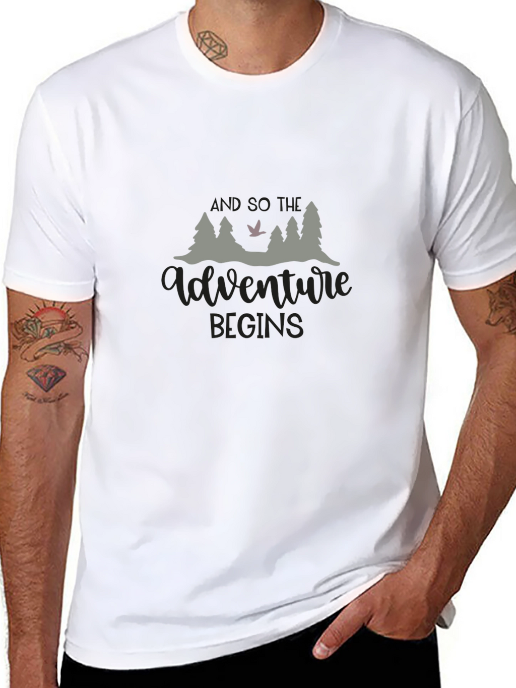 Adventure Begins Black Graphic Tee