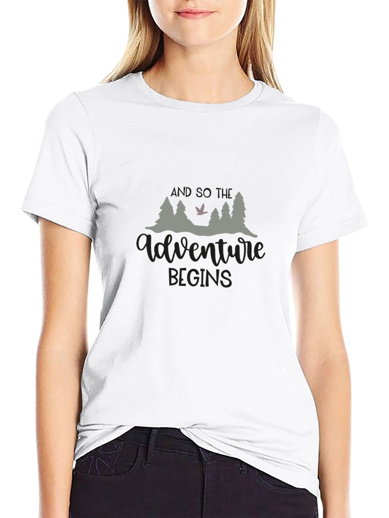 Adventure Begins Black Graphic Tee
