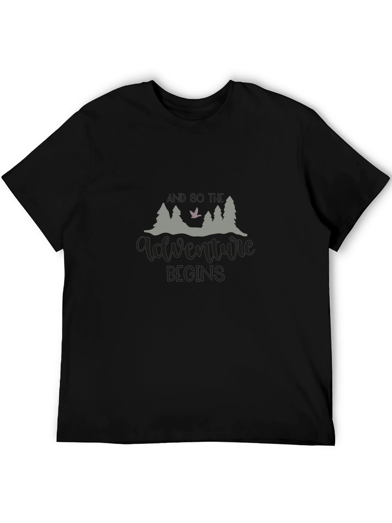 Adventure Begins Black Graphic Tee