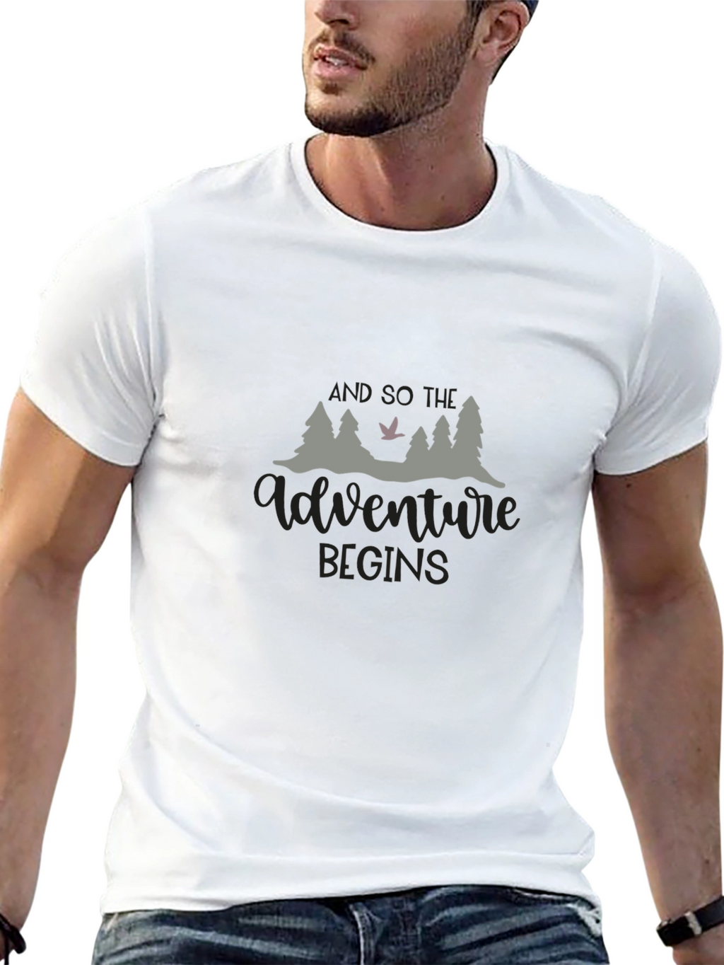 Adventure Begins Black Graphic Tee