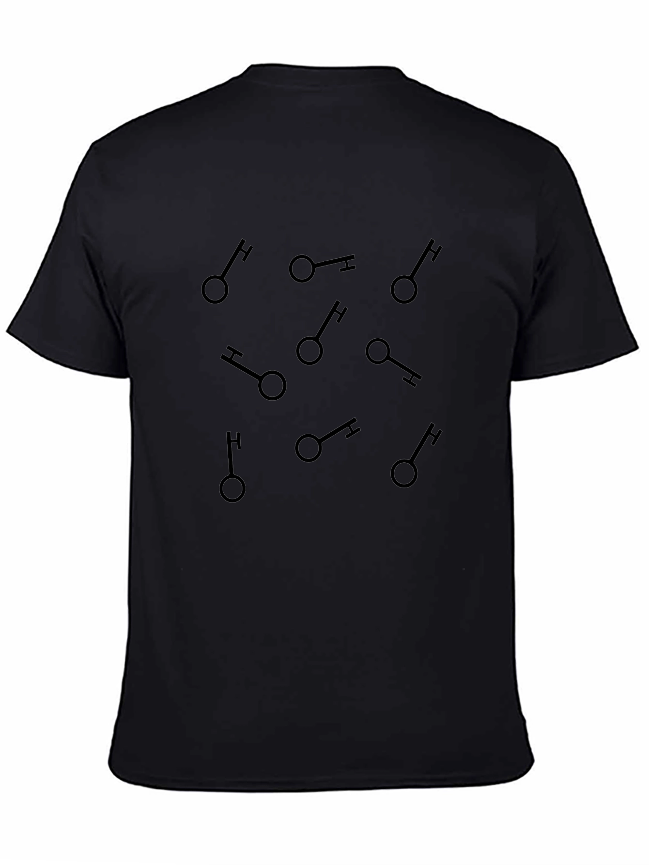 Modern Key Pattern Black T-Shirt