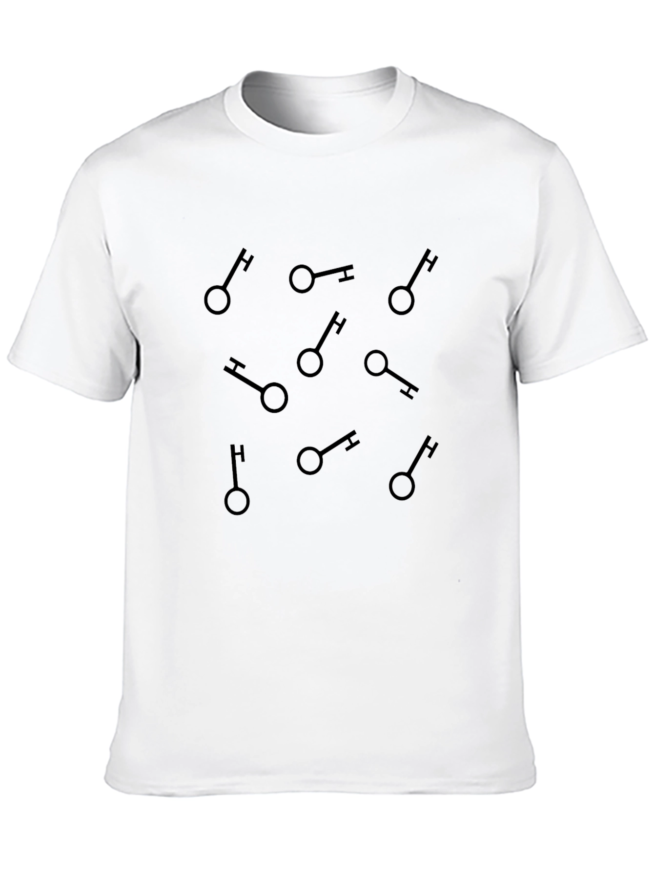 Modern Key Pattern Black T-Shirt