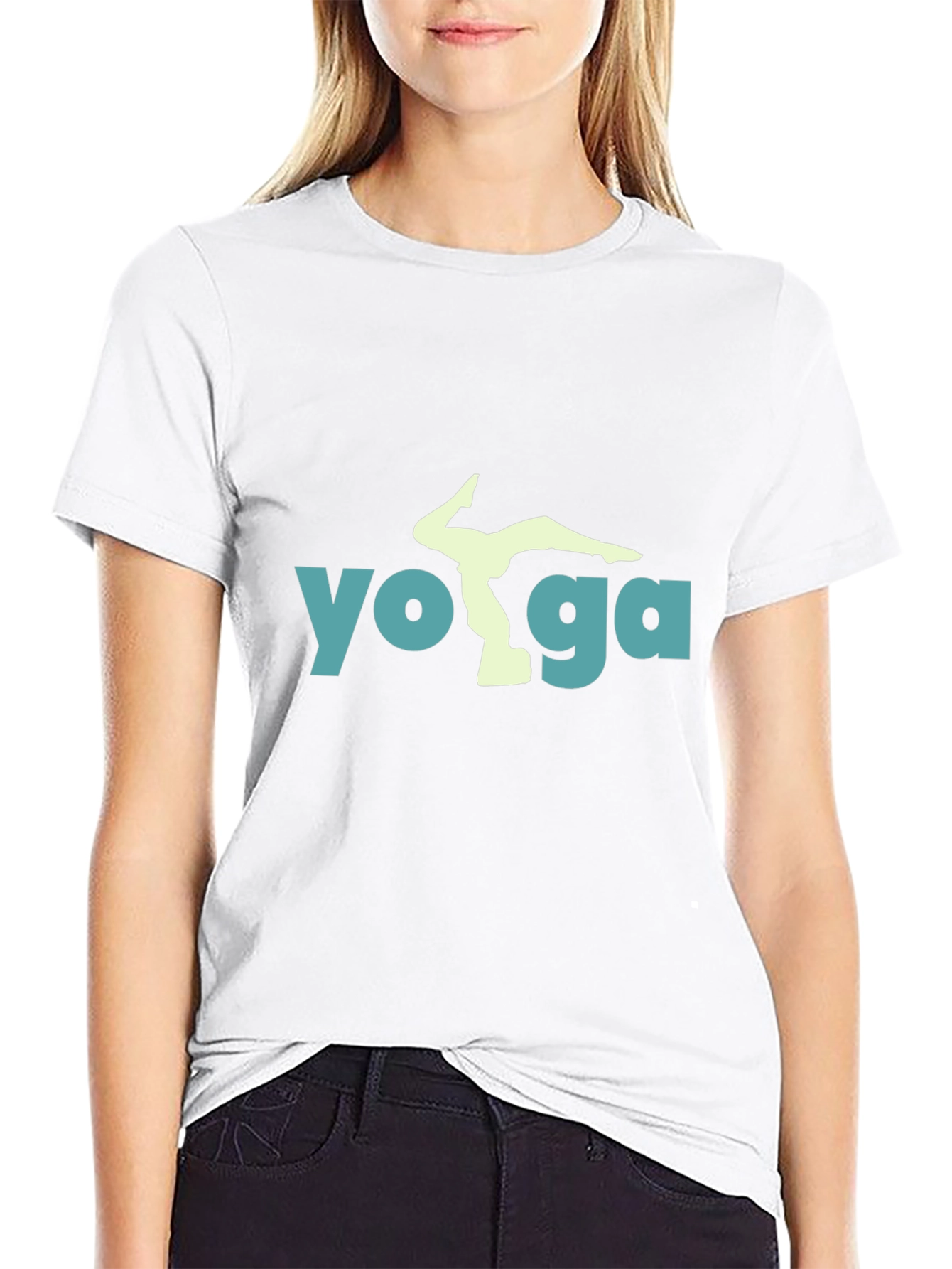 Yoga Pose Graphic Tee - Black Cotton Blend Shirt