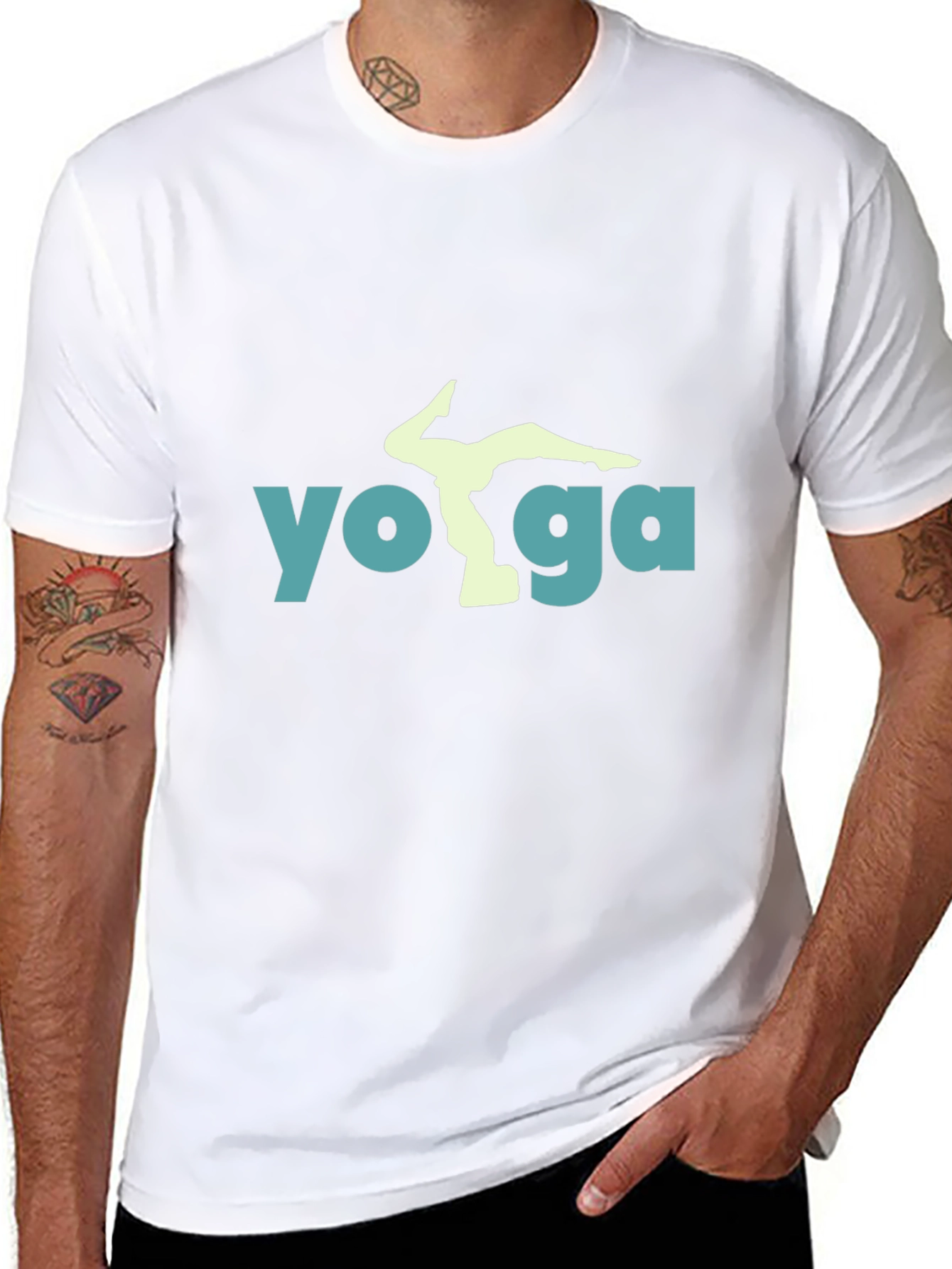 Yoga Pose Graphic Tee - Black Cotton Blend Shirt