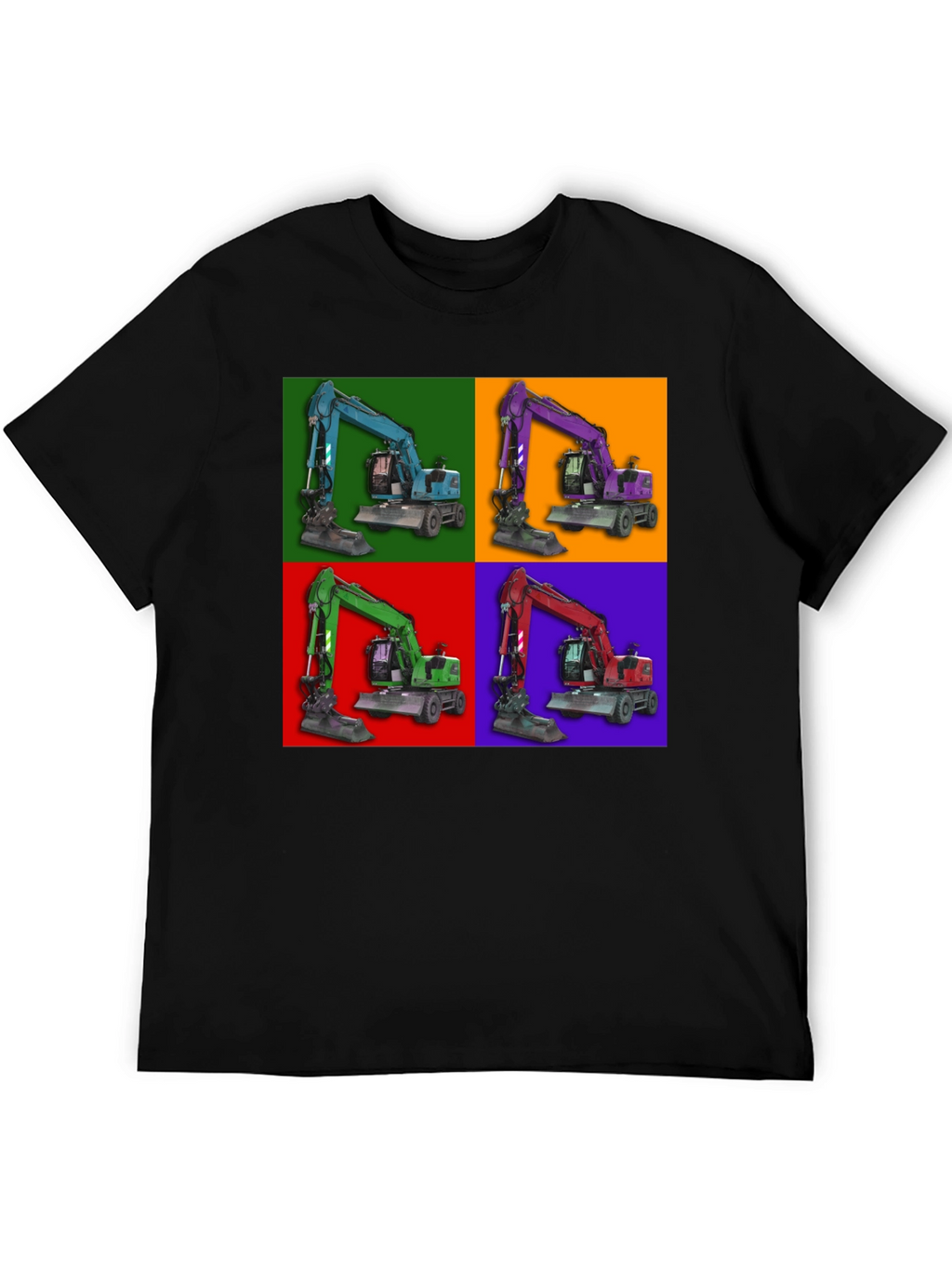 Excavator Pop Art Graphic T-Shirt