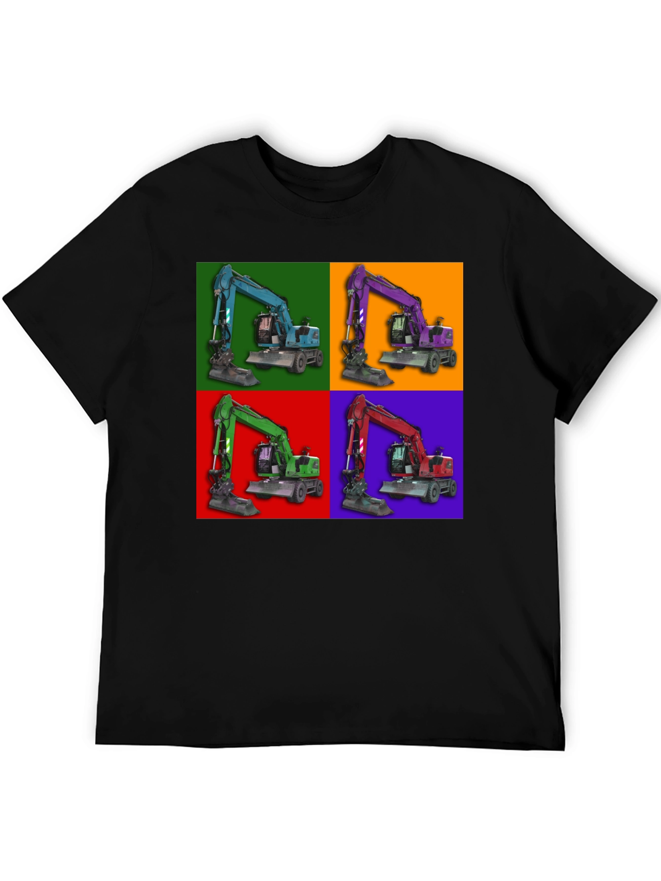 Excavator Pop Art Graphic T-Shirt