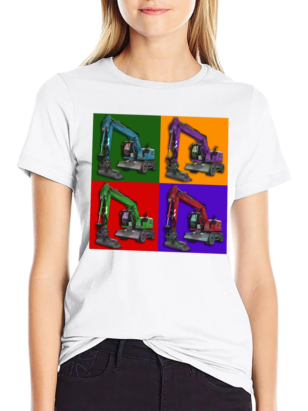 Excavator Pop Art Graphic T-Shirt