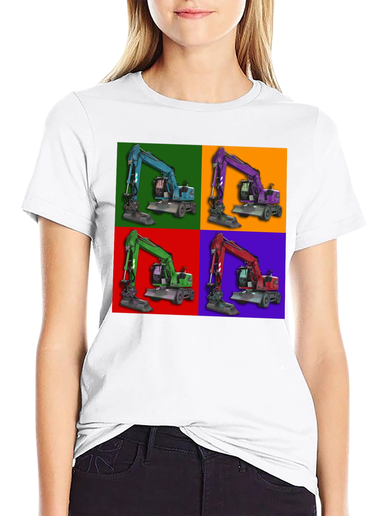 Excavator Pop Art Graphic T-Shirt