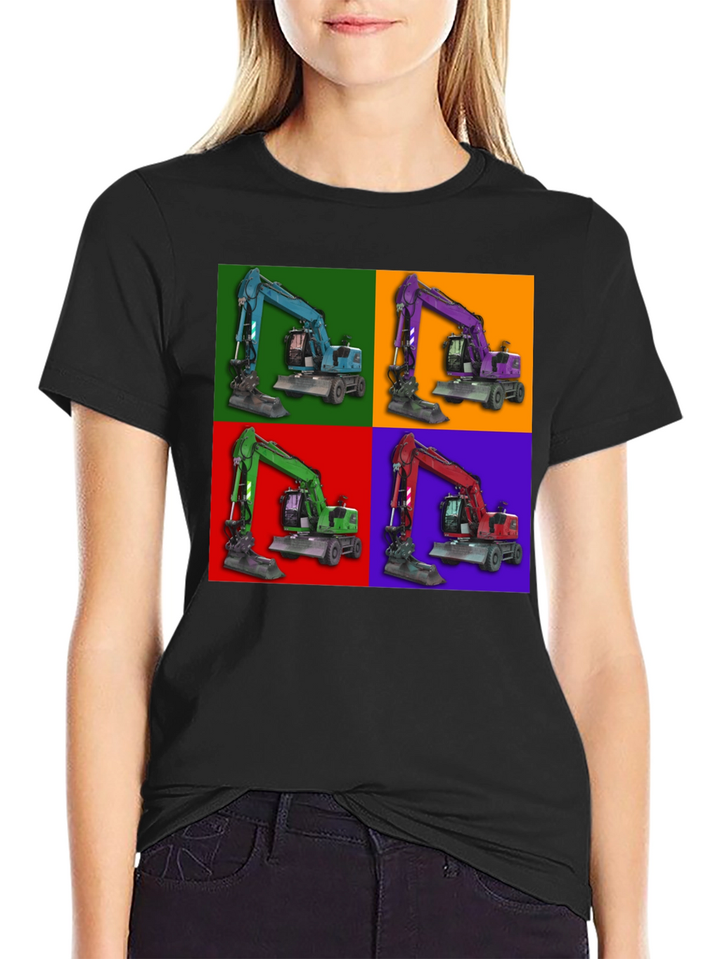 Excavator Pop Art Graphic T-Shirt