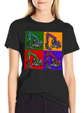 Excavator Pop Art Graphic T-Shirt