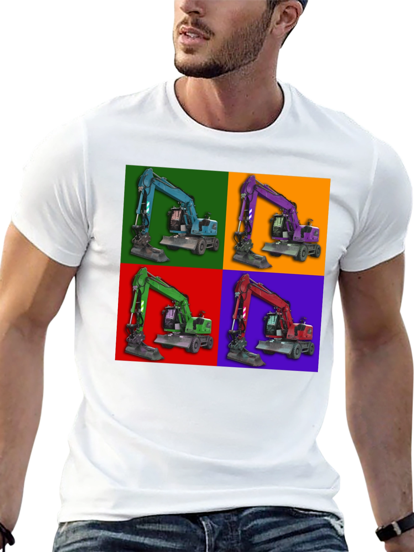 Excavator Pop Art Graphic T-Shirt