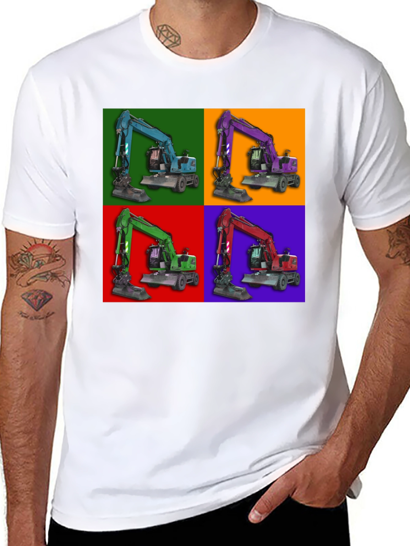 Excavator Pop Art Graphic T-Shirt