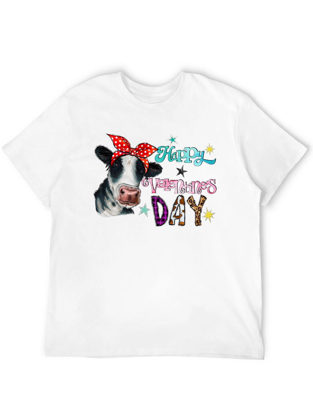 Happy Valentines Day Cow Print Tee