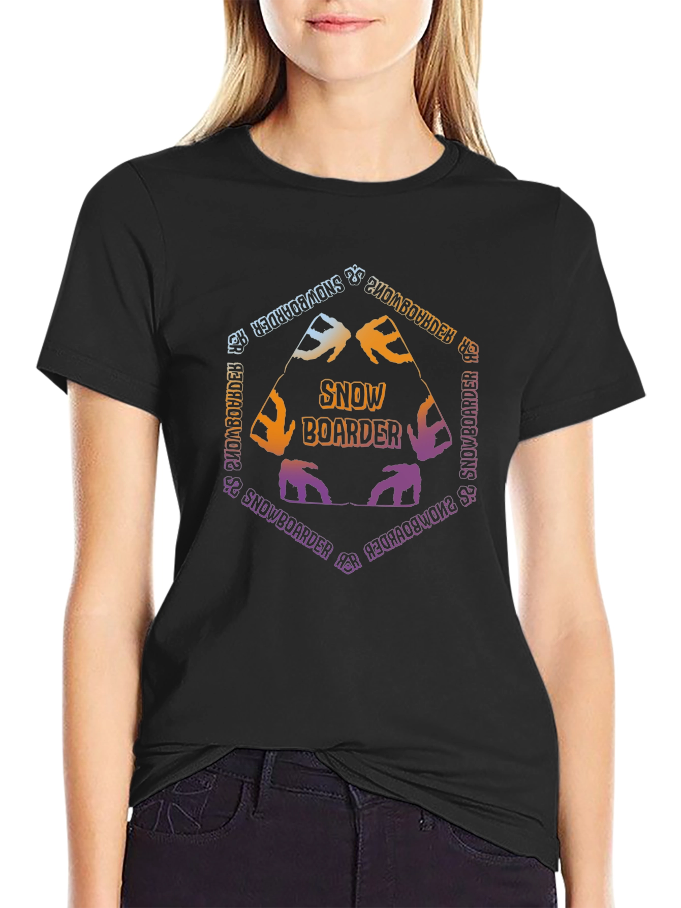Snowboarder Graphic Tee - Black Cotton Blend