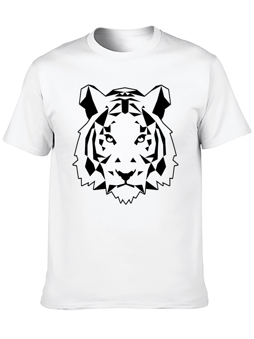 Geometric Tiger Graphic Black T-Shirt