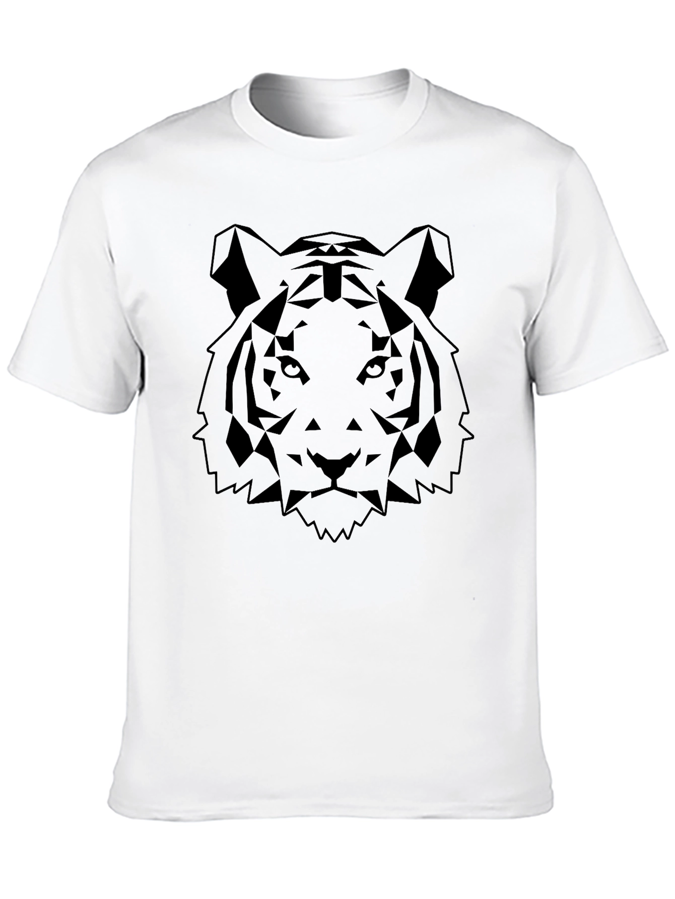 Geometric Tiger Graphic Black T-Shirt