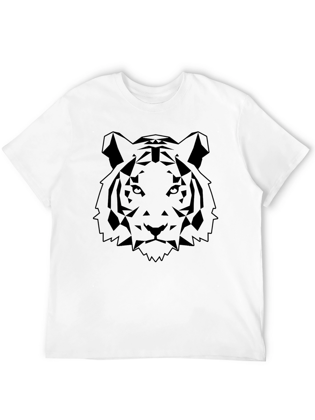 Geometric Tiger Graphic Black T-Shirt