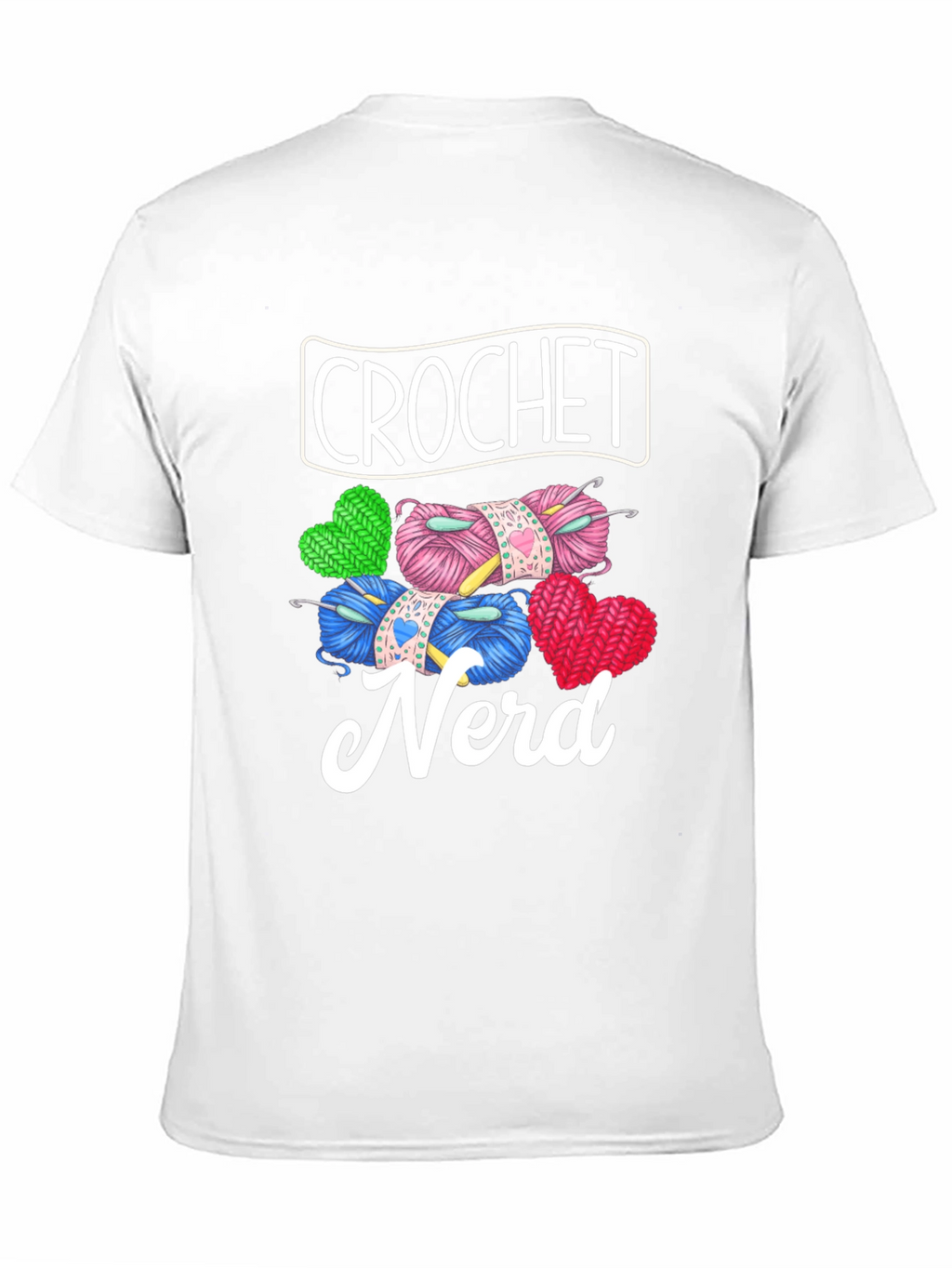 Crochet Nerd Graphic T-Shirt - Knitted Yarn Heart Design