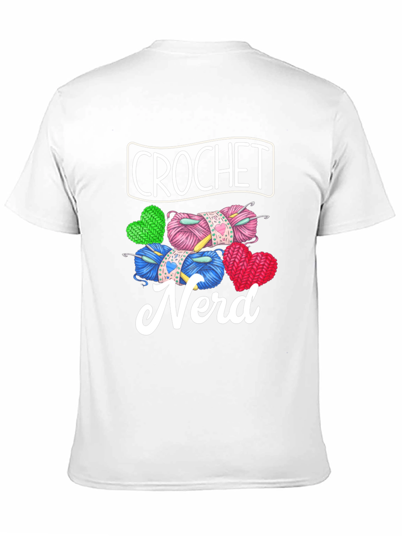 Crochet Nerd Graphic T-Shirt - Knitted Yarn Heart Design