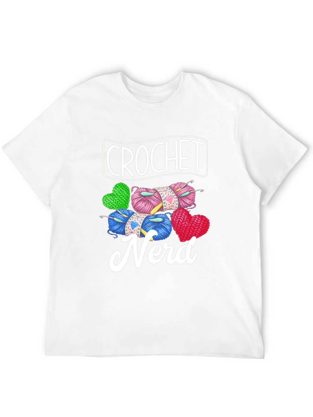 Crochet Nerd Graphic T-Shirt - Knitted Yarn Heart Design