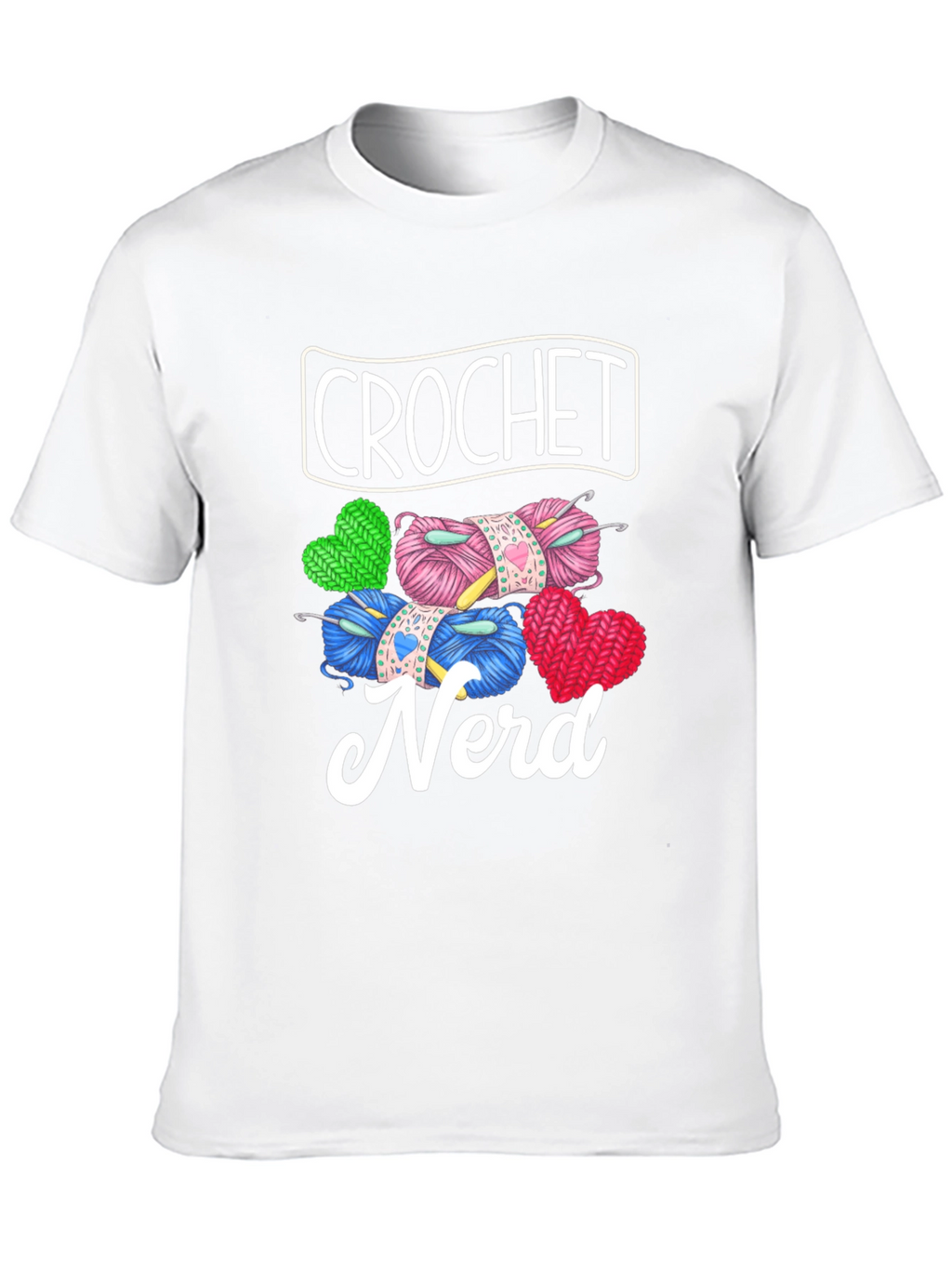 Crochet Nerd Graphic T-Shirt - Knitted Yarn Heart Design