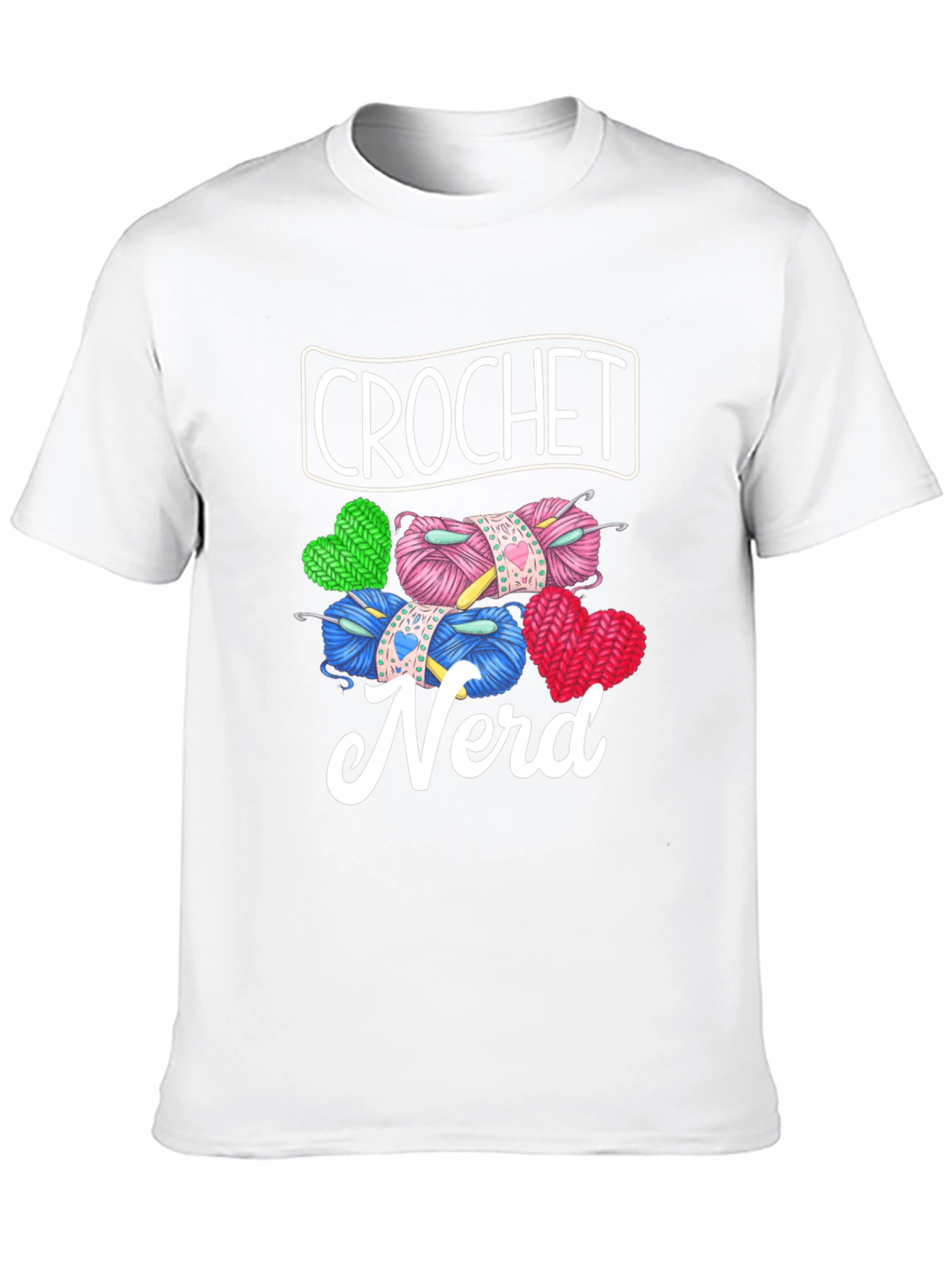 Crochet Nerd Graphic T-Shirt - Knitted Yarn Heart Design