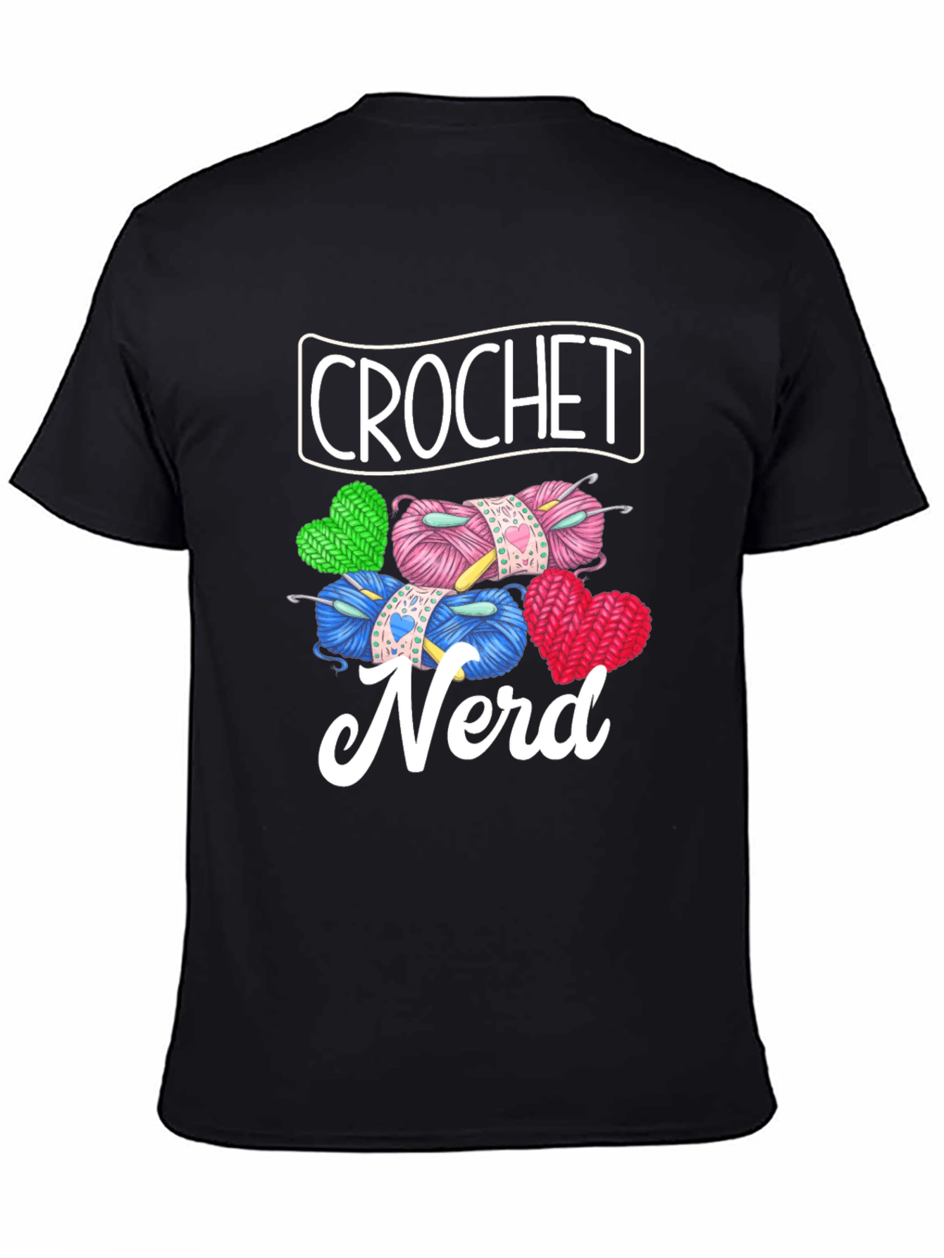 Crochet Nerd Graphic T-Shirt - Knitted Yarn Heart Design