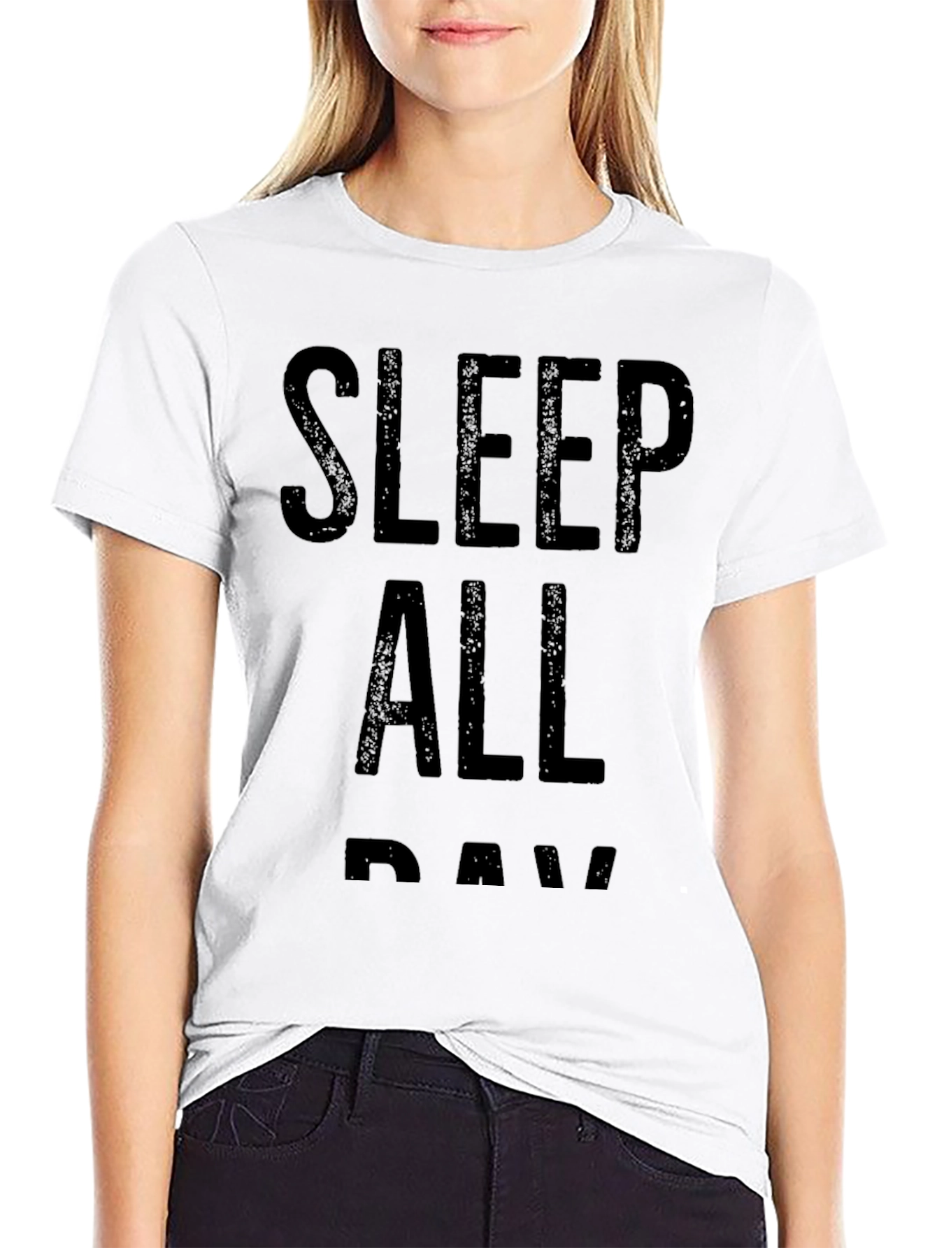 Sleep All Day Black Graphic T-Shirt