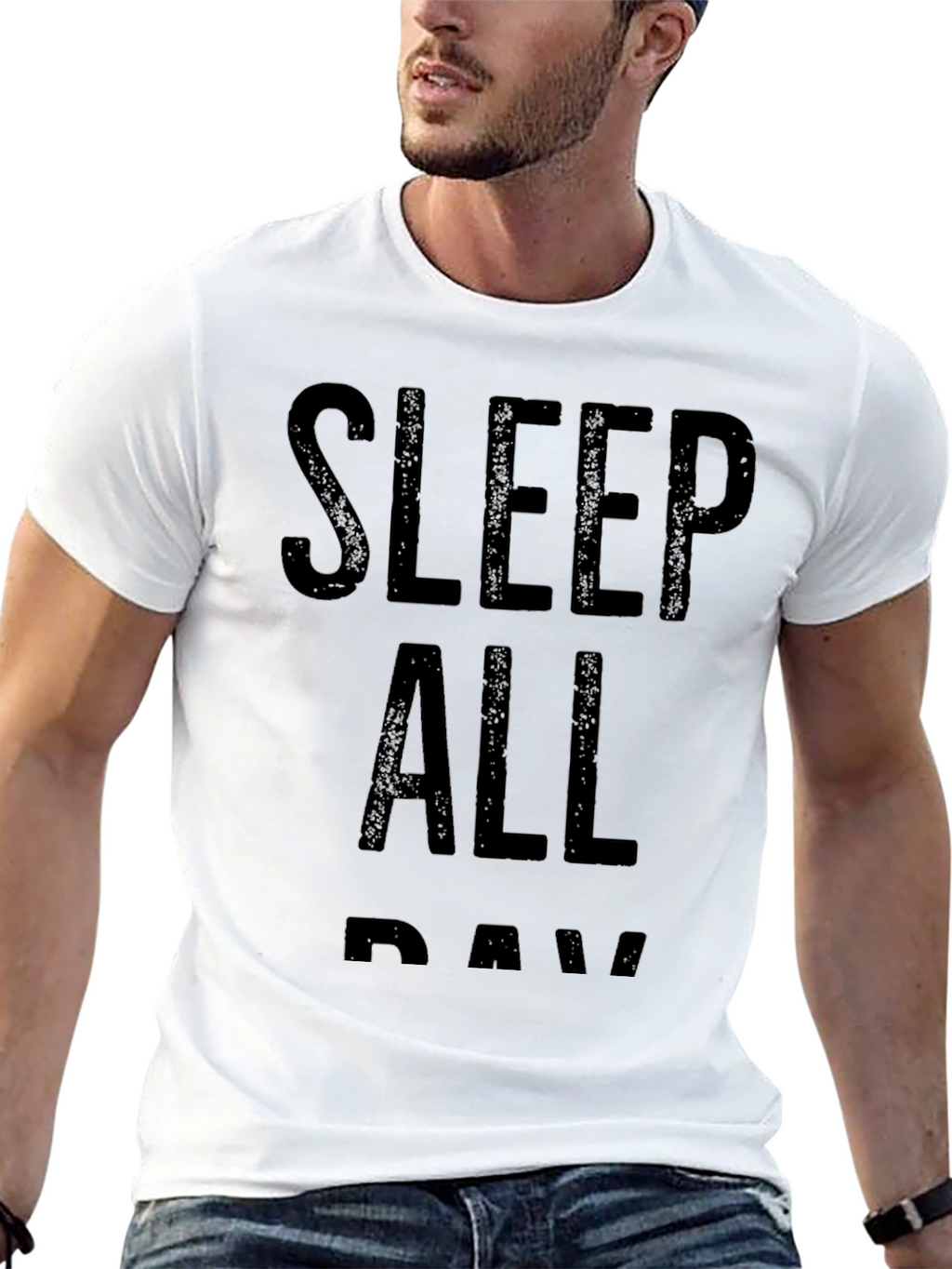 Sleep All Day Black Graphic T-Shirt