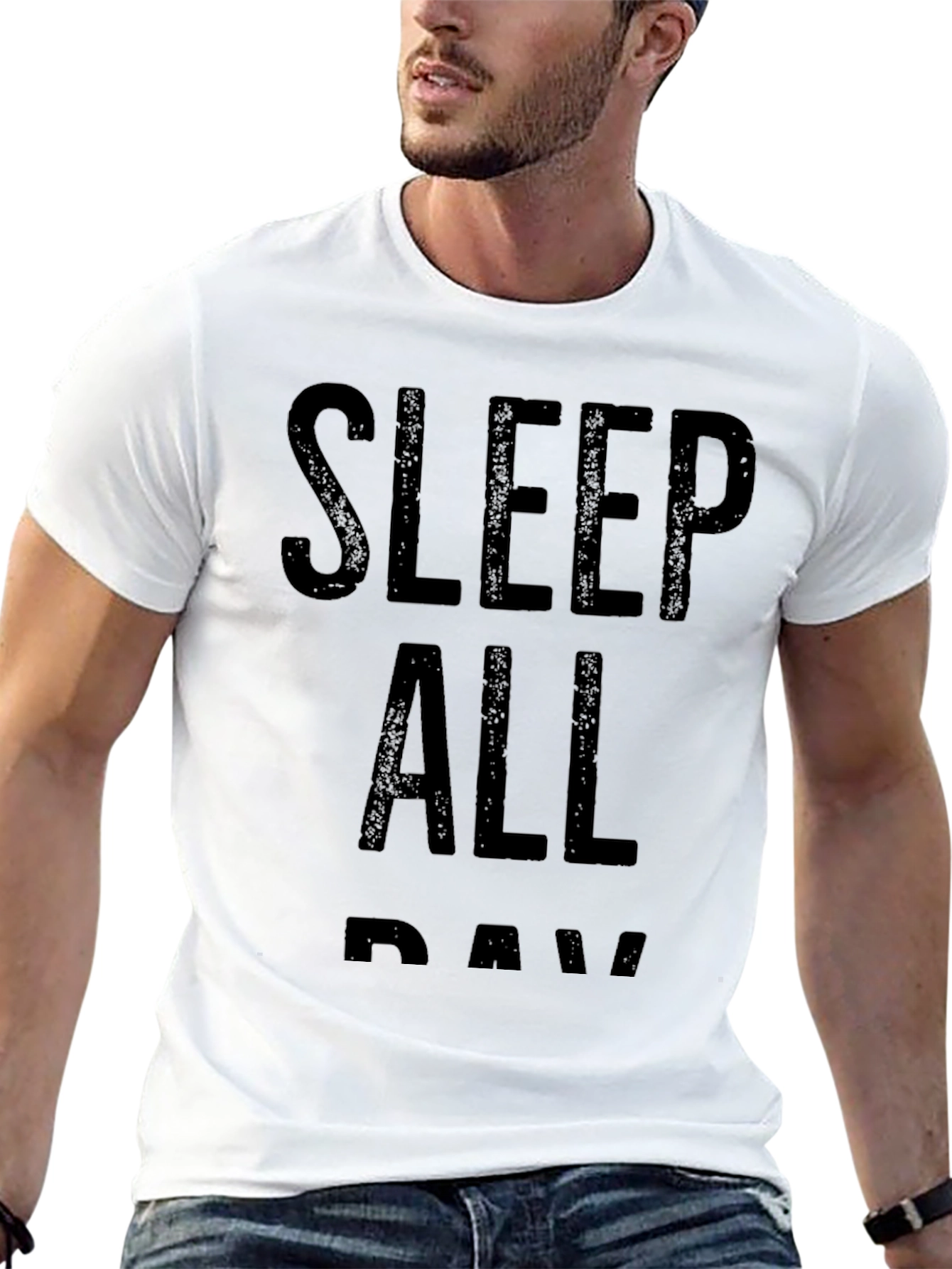 Sleep All Day Black Graphic T-Shirt