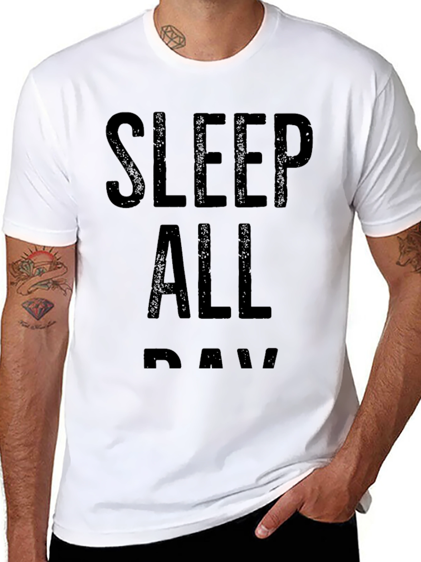 Sleep All Day Black Graphic T-Shirt