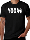 Yoga Pose Graphic Tee - Black Cotton Blend