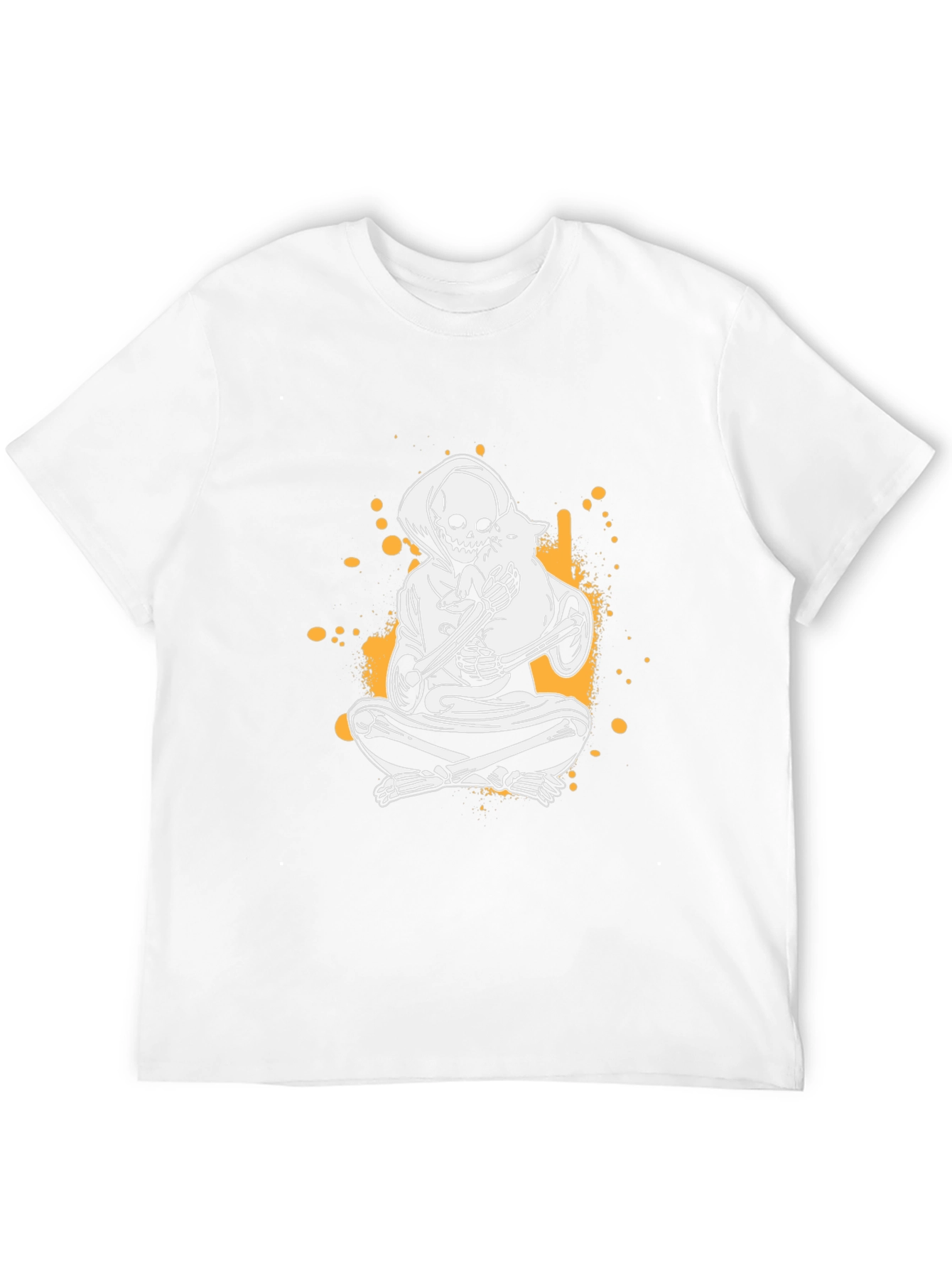 Grim Reaper & Cat T-Shirt - Skeleton Graphic Tee