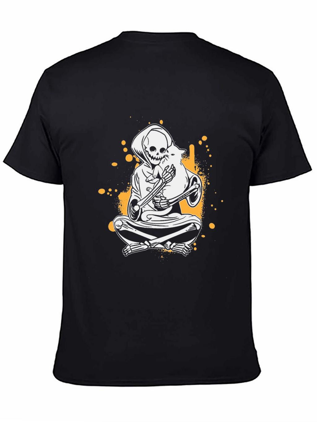 Grim Reaper & Cat T-Shirt - Skeleton Graphic Tee
