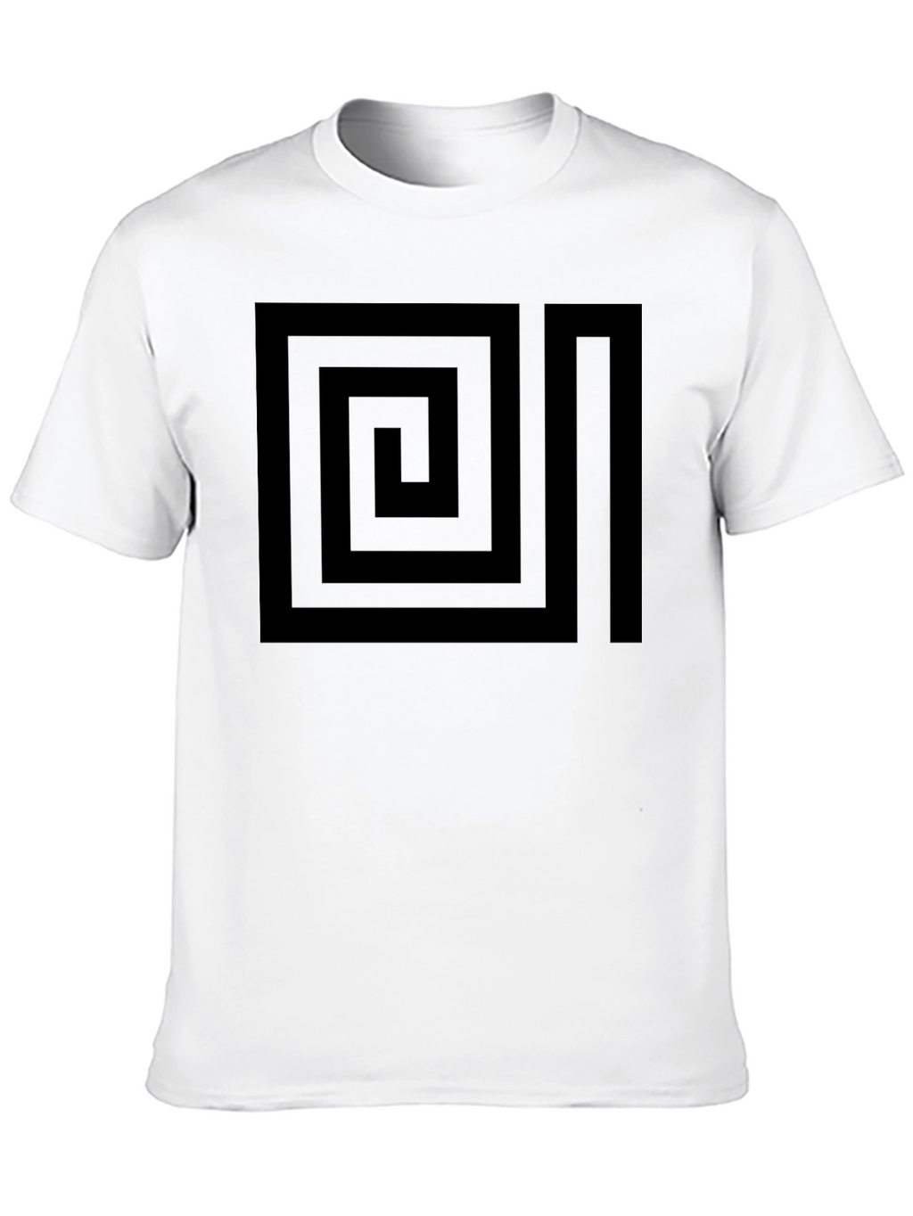 Geometric Maze Design Black T-Shirt