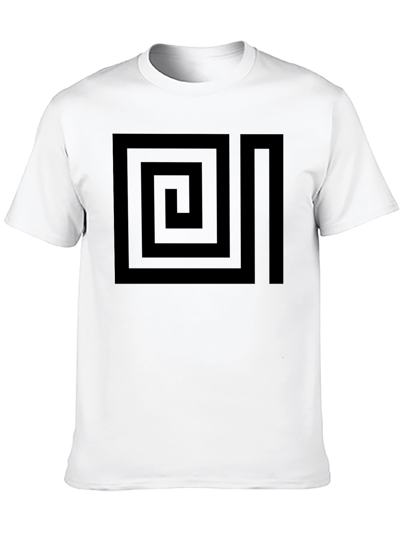 Geometric Maze Design Black T-Shirt