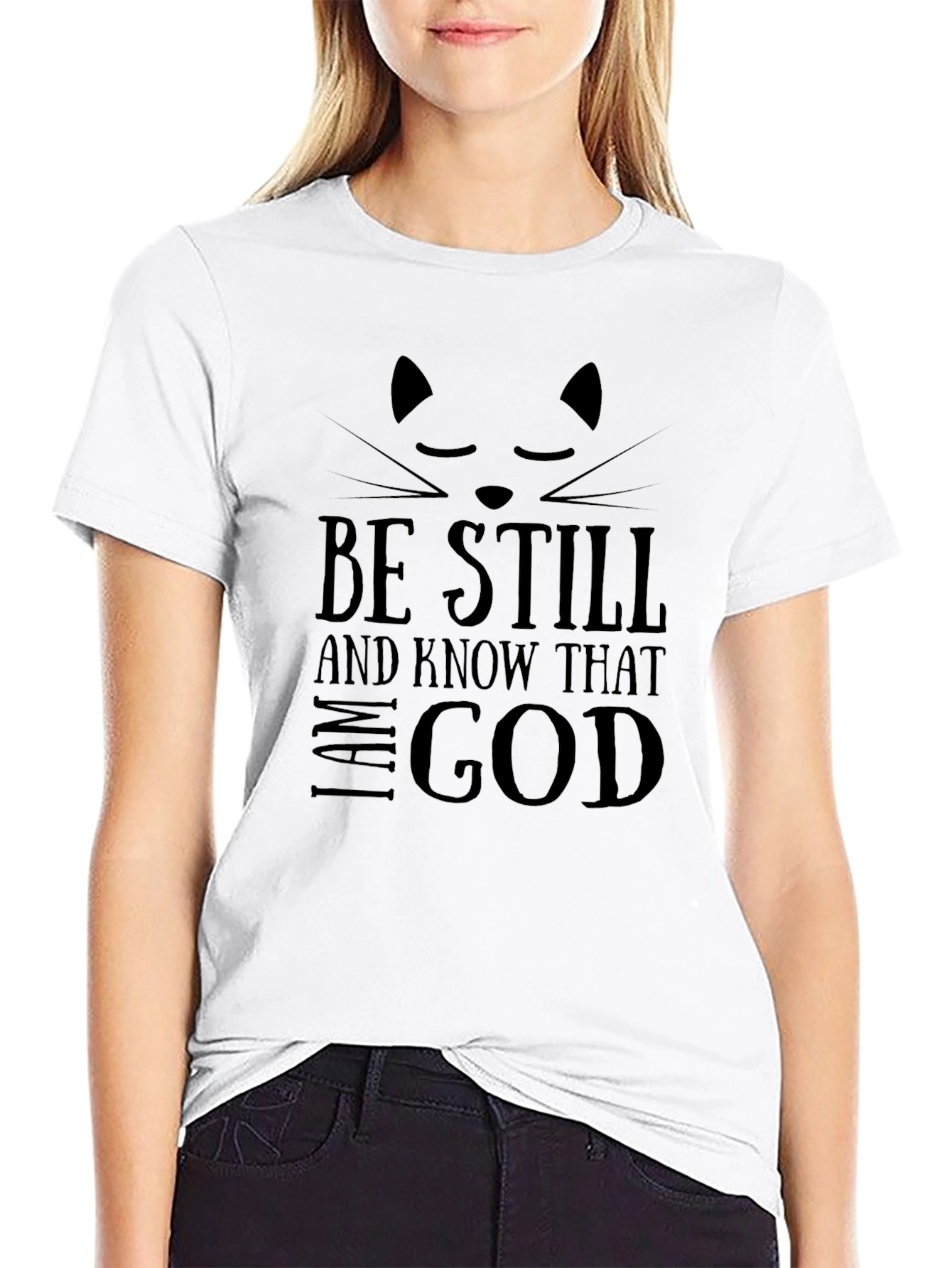 Be Still & Know Cat T-Shirt - Black