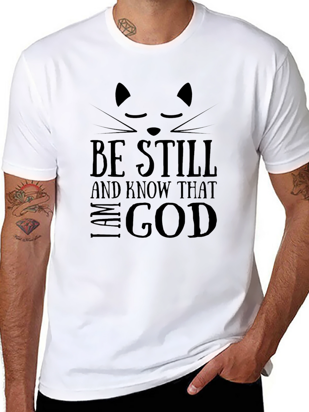 Be Still & Know Cat T-Shirt - Black