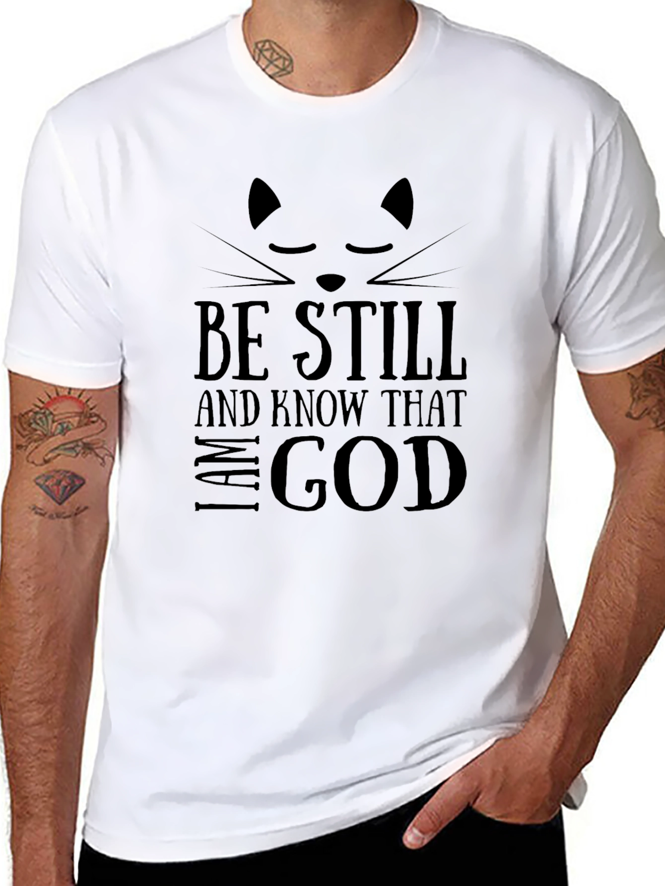 Be Still & Know Cat T-Shirt - Black