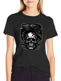 Raven Skull Graphic Tee - Dark Style