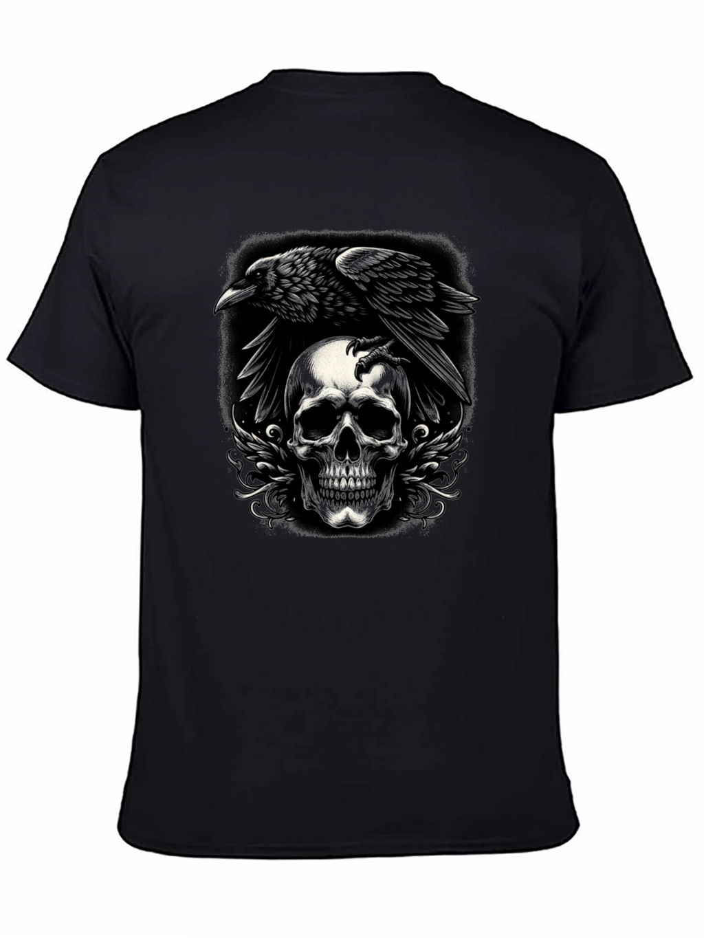 Raven Skull Graphic Tee - Dark Style