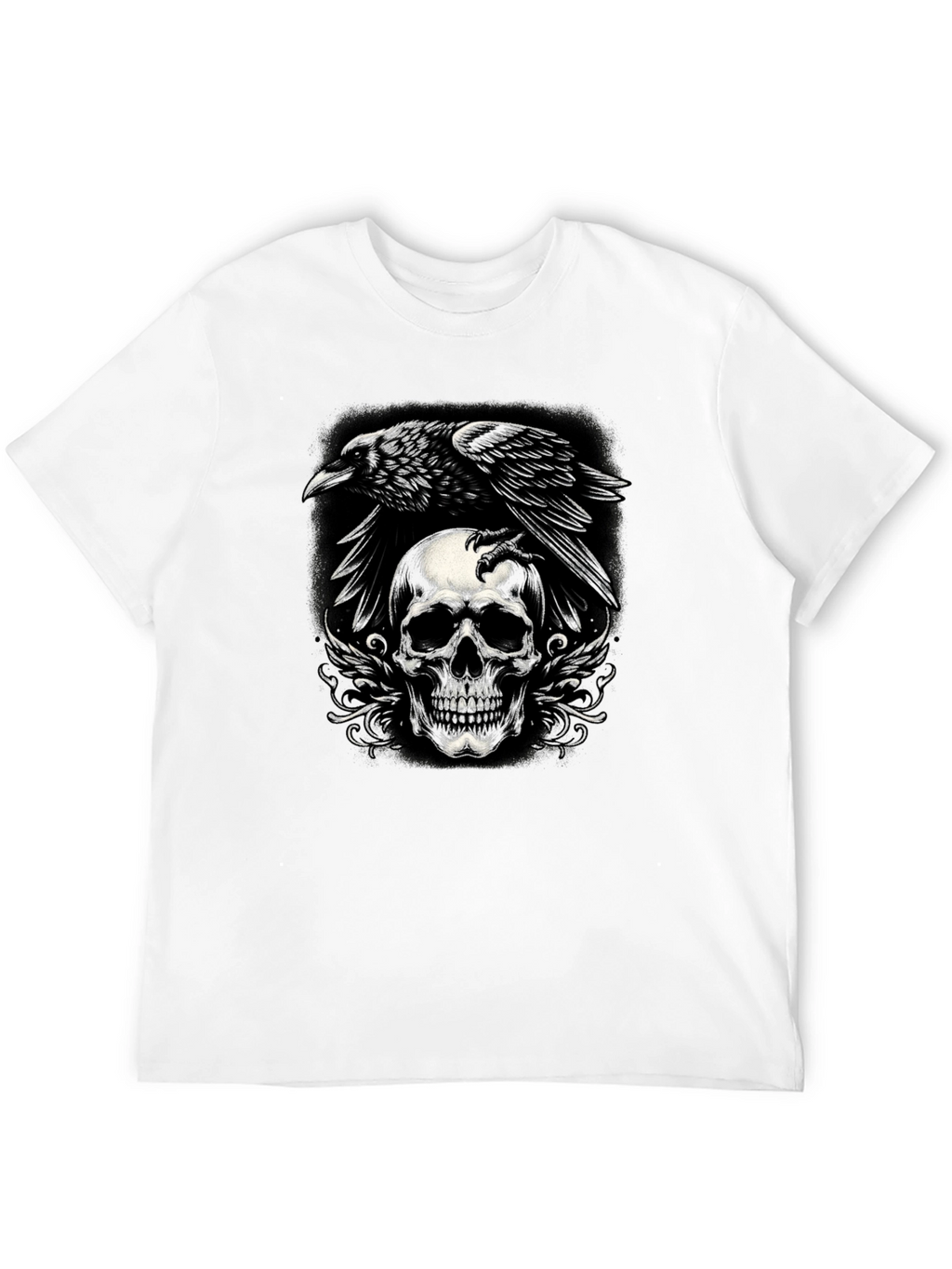 Raven Skull Graphic Tee - Dark Style