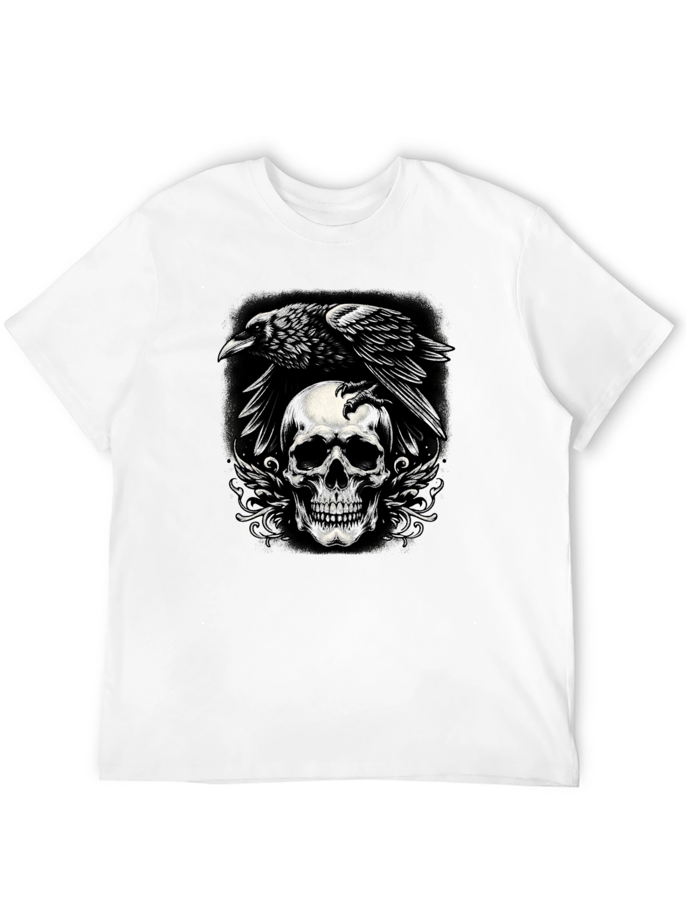 Raven Skull Graphic Tee - Dark Style