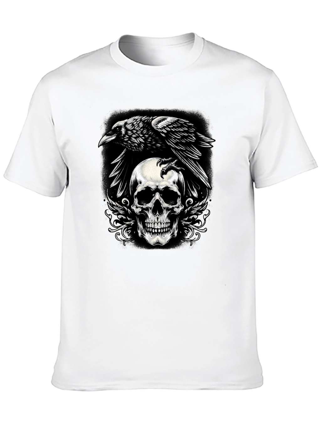 Raven Skull Graphic Tee - Dark Style