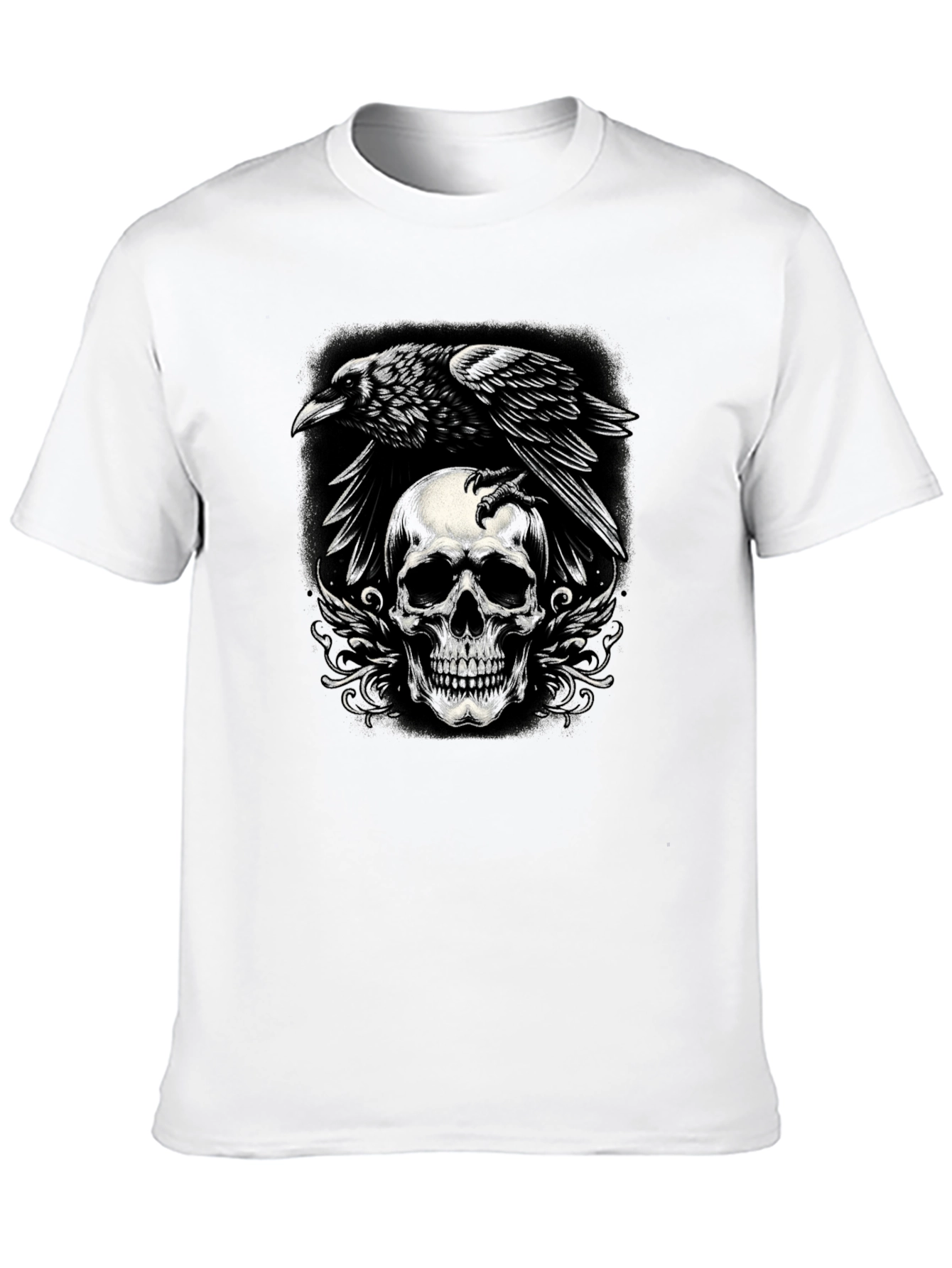 Raven Skull Graphic Tee - Dark Style