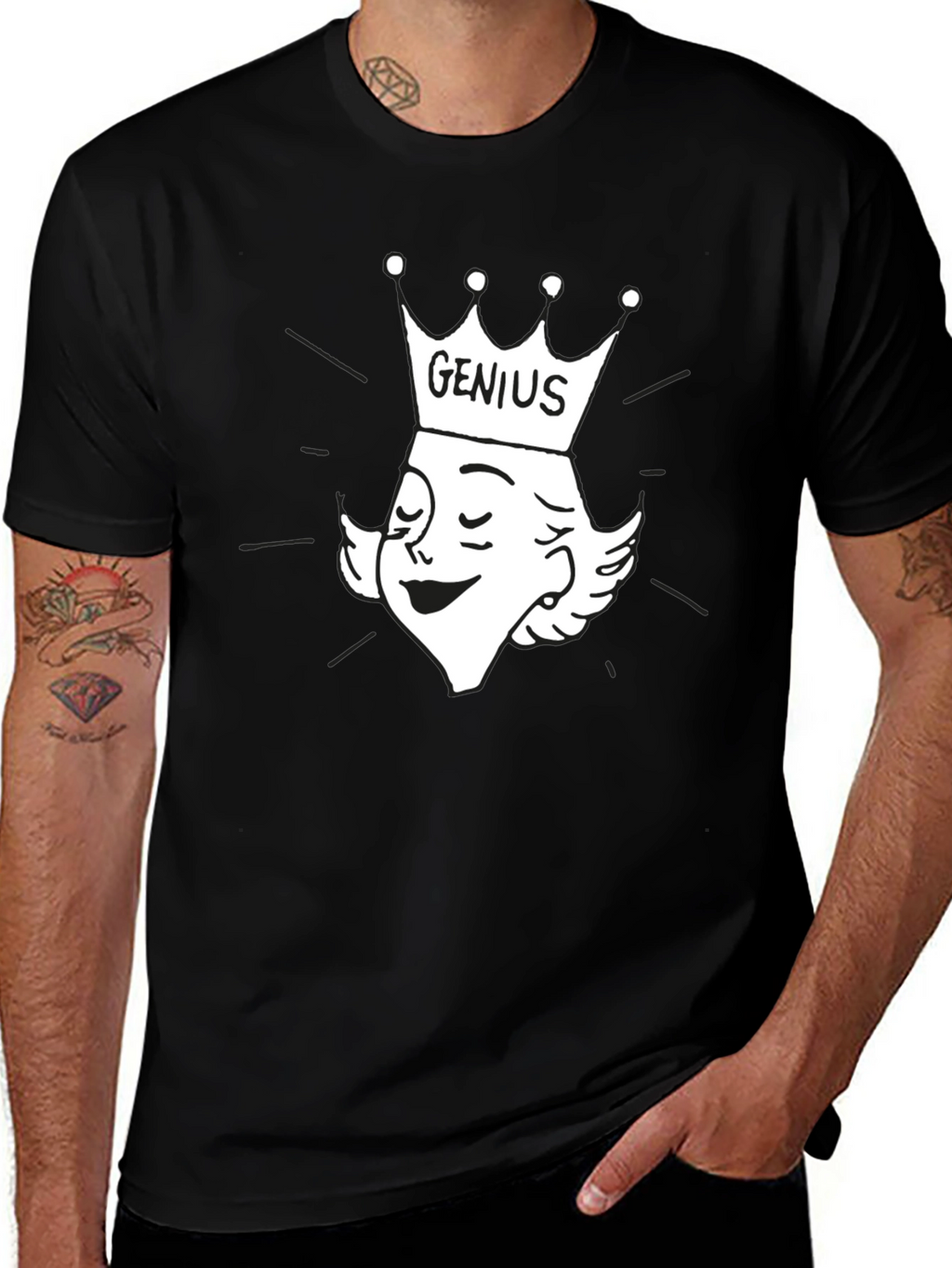 Genius Cartoon Graphic Tee - Black Cotton T-Shirt