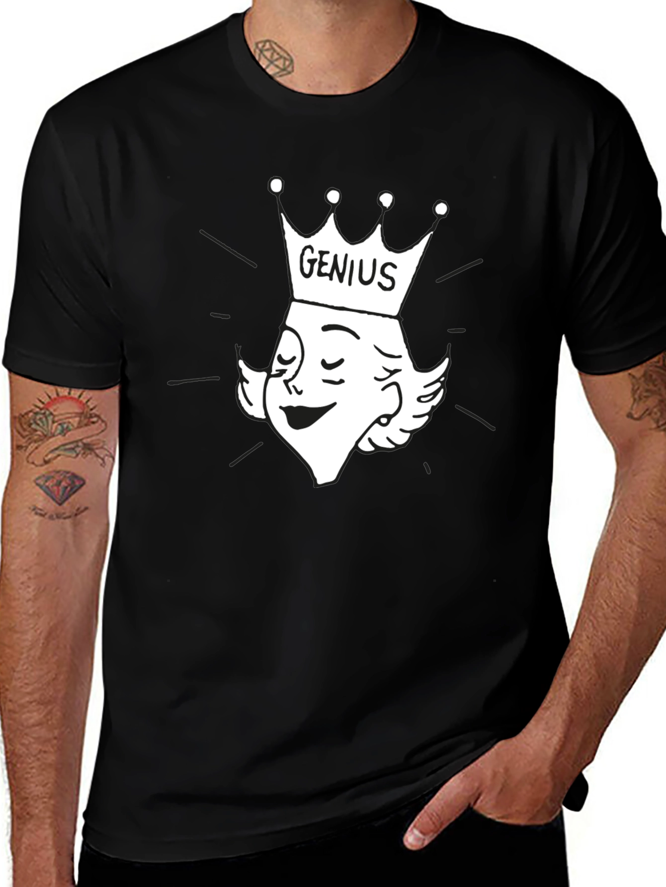 Genius Cartoon Graphic Tee - Black Cotton T-Shirt