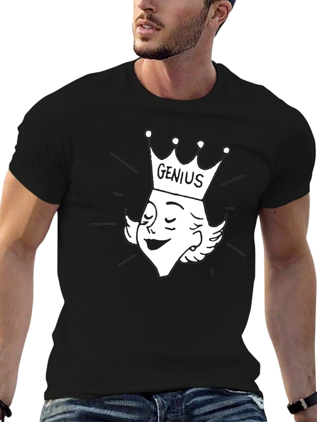 Genius Cartoon Graphic Tee - Black Cotton T-Shirt